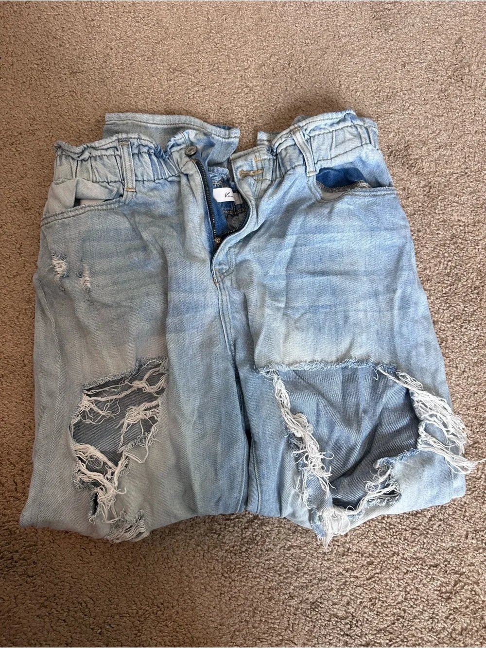KanCan Light Blue Distressed Straight Leg Jeans